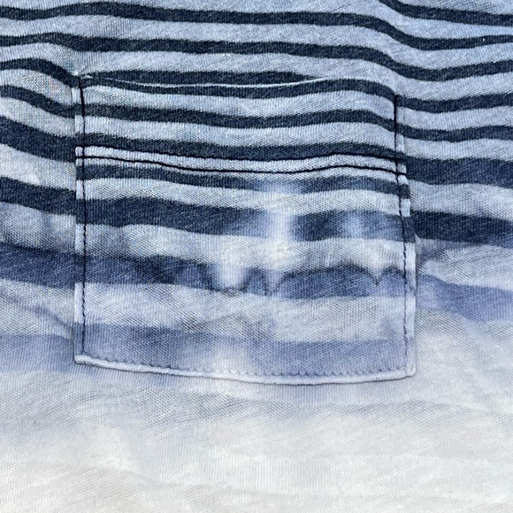 High Low Top Short Sleeve Stripes Shirt Y2K Tie Dye Crop Blue Yellow Baby Tee - Picture 10 of 17